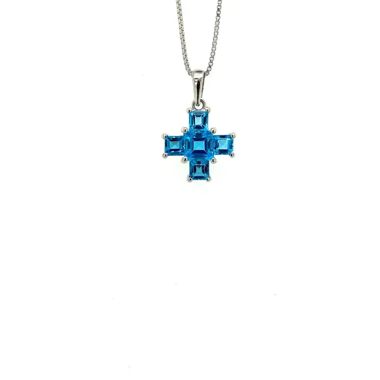 Blue Topaz Pendant in .925 Sterling Silver - KSP 34366