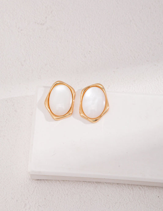 Mother Of Pearl Stud Earrings-0