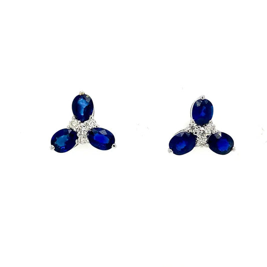 Sapphire and Diamond Earrings in 14K White Gold - KGT 33059