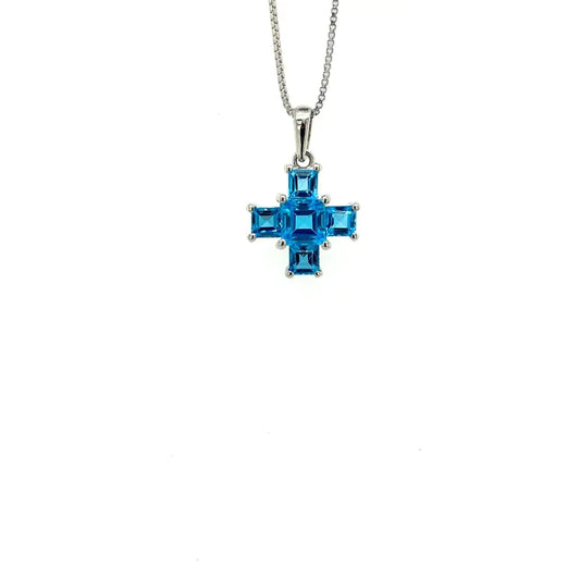 Blue Topaz Pendant in .925 Sterling Silver - KSP 34366