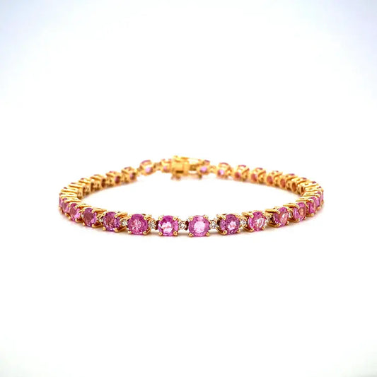 Pink Sapphire and Diamond Bracelet in 18K Yellow Gold - KGD 41038