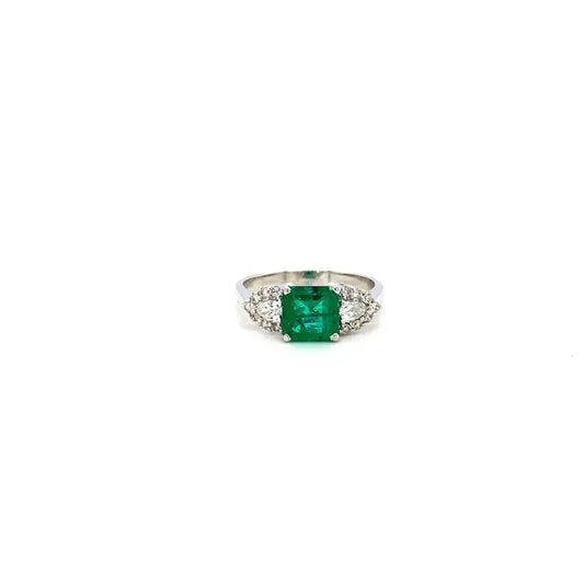 Emerald and Diamond Ring in 18K White Gold - KGR 17089